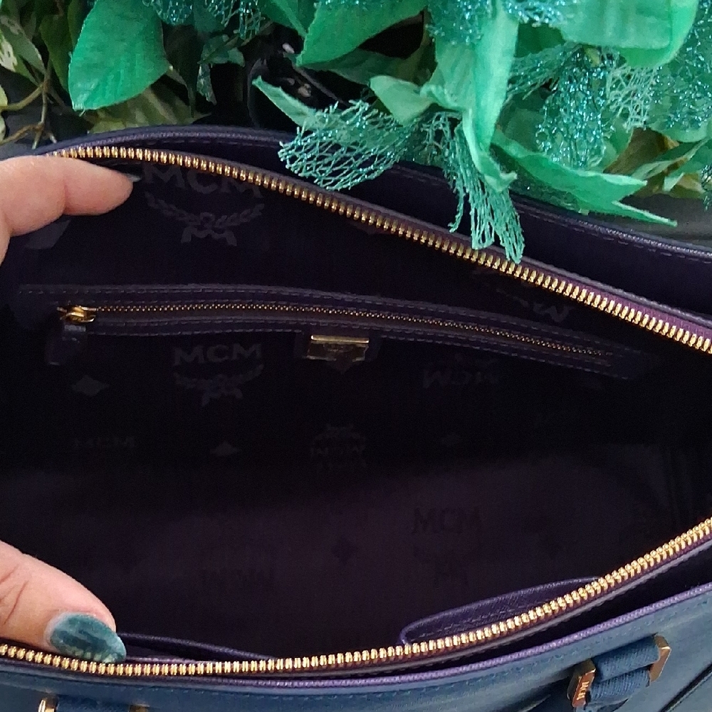 MCM Blue and Purple Satchel with Stap. EUC - Picture 5 of 8